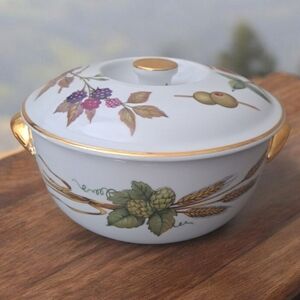 Royal Worcester Flameproof Porcelain Evesham Lidded Bowl Shape No. 23 Box